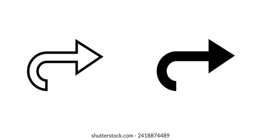 Directional arrow icon vector. Turn icon sign symbol vector. Arrow right vector icon illustration isolated on white background