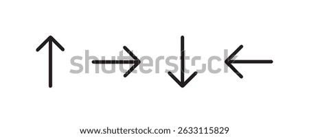 Directional arrow icons pointing up right down left Vector