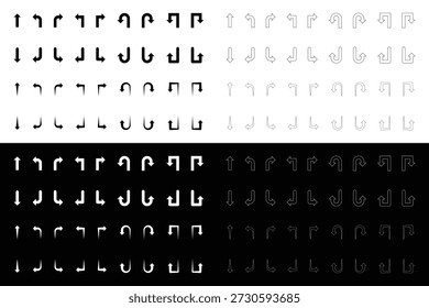 Richtungspfeil-Symbole Set mit verschiedenen Formen und Stilen.