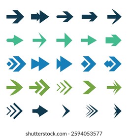 directional arrow icons or sign set design