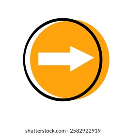 Directional arrow in orange circle guiding travelers toward their destination