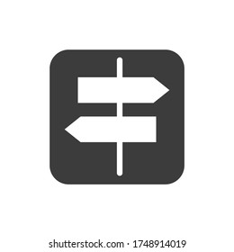 Directional arrow road black glyph icon. City guide. Public navigation. Pictogram for web page, mobile app, promo. UI UX GUI design element. Editable stroke