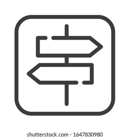 Directional arrow road black line icon. City guide. Public navigation. Pictogram for web page, mobile app, promo. UI UX GUI design element. Editable stroke.