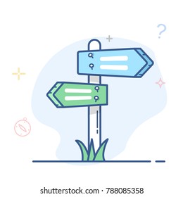 Directional arrow road sign illustration.