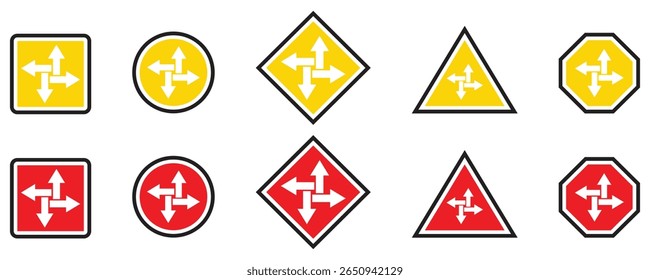 Directional Arrow Sign Icons Set. Isolated On Transparent Background.