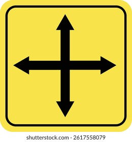 "Directional Arrow Sign with Yellow Rectangle Background for Effective Roadway Signage"