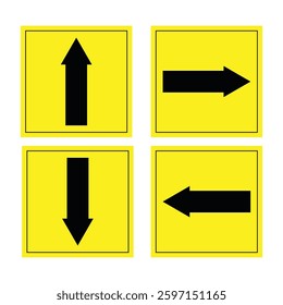 Directional Arrow Signs – Black and Yellow Traffic Symbol Vector for Navigation and Road Safety