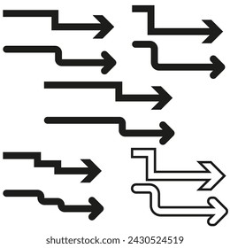 Directional arrow steps. Sequential flow design. Simple, abstract. Vector illustration. EPS 10.