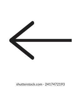 Directional Arrow Vektorgrafik, langer Pfeil, der auf das Symbol der linken Linie zeigt, einzeln auf weißem Hintergrund. Pfeilumrisssymbol in einem einfachen, modernen Stil für Ihre Website