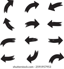 Directional Arrows An artistic collection of black arrows pointing in various directions