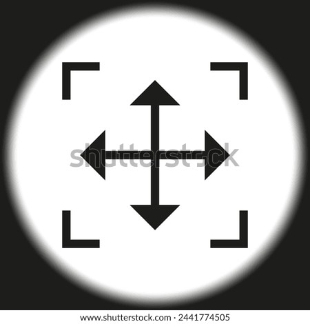 Directional arrows icon. Camera focus symbol. Editing interface element. Targeting graphic. Vector illustration. EPS 10.