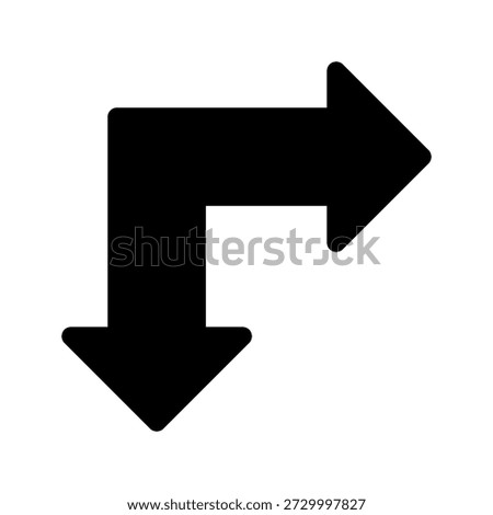Directional Arrows Icon: Left-Down And Right-Pointing Redirect Symbol for Navigation and UI