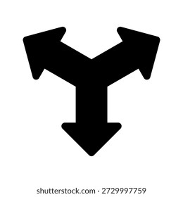 Directional Arrows Point in Three Directions for Navigation and Guidance