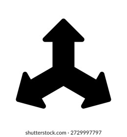 Directional Arrows Point in Three Directions for Navigation and Guidance