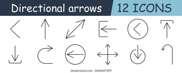 Directional arrows set icon. Horizontal, vertical, download, upload, enter, exit, selection, turn, simple interface, u-turn, pointer, forward