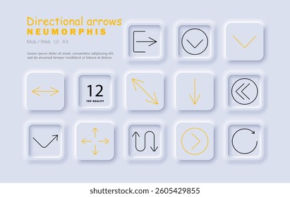 Directional arrows set icon. Left, right, circle, diagonal, downward, rotation, interaction, motion, vertical, pointer, interface design, user experience