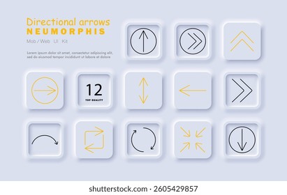 Directional arrows set icon. Straight, up, right, turn, curve, rotate, inward, outward, diagonal, navigation, user interface, motion direction, movement