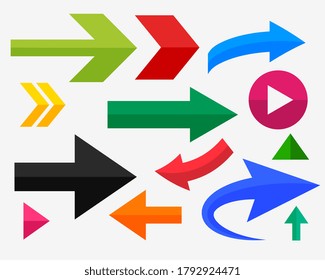 Directional Arrows Set Many Colors Shapes Stock Vector (Royalty Free ...