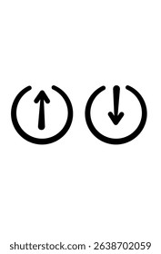 Directional arrows within circles. Data flow indicators