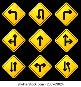 Directional Arrows Yellow Signs Stock Vector (Royalty Free) 233963815