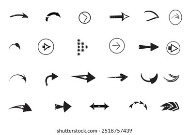 Flecha derecha negra o colección del icono de los Conjuntos de la muestra para el UI del Web, elemento digital del dibujo del producto. Cursor. Modernas flechas simples. Ilustración vectorial