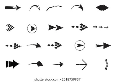 Flecha derecha negra o colección del icono de los Conjuntos de la muestra para el UI del Web, elemento digital del dibujo del producto. Cursor. Modernas flechas simples. Ilustración vectorial