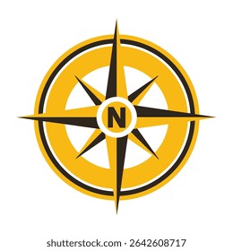 Directional compass guide shows north location on navigation