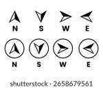 directional compass points N S W E icon set vector. North, south, west, east navigation arrow symbol vector