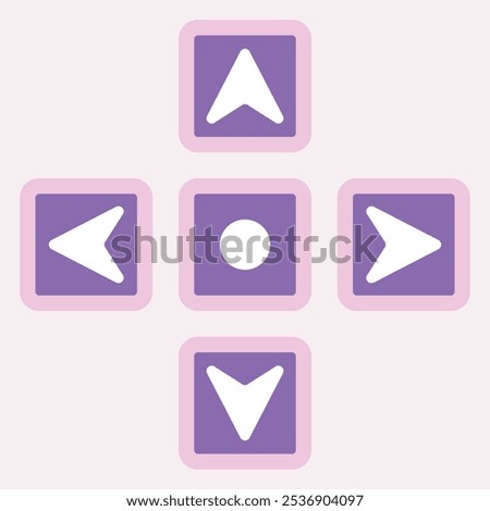A directional control pad with arrows indicating movement.