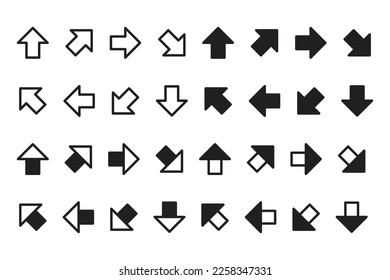 directional cursor arrow icon set illustration.