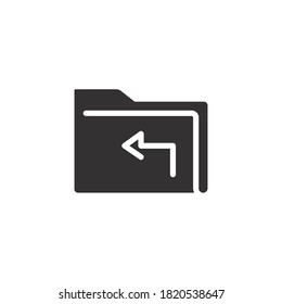 Directional document with next or upper symbol solid icon. Reload and transfer data. directory storage with left arrow sign. Share folder. Vector illustration. Design on white background. EPS 10