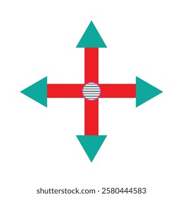Directional graphic design with arrows and circle..