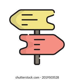 Directional Icon Vector Illustration. Flat Outline Cartoon. Travel and Tourism Icon Concept Isolated Premium Vector