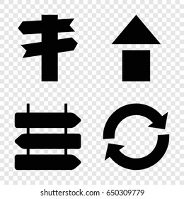 Directional icons set. set of 4 directional filled icons such as direction   isolated, reload, direction