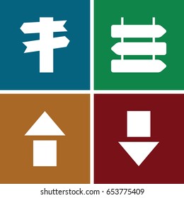 Directional icons set. set of 4 directional filled icons such as direction   isolated, direction, arrow up