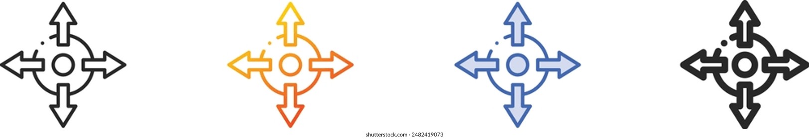 directional icon.Thin Linear, Gradient, Blue Stroke and bold Style Design Isolated On White Background