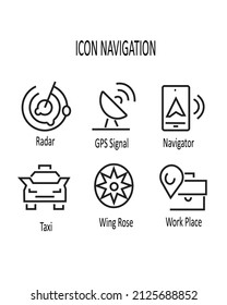 Pasos de la ilustración del símbolo del icono de navegación del mapa de dirección