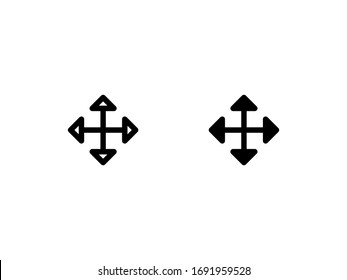 Directional movement icon. With outline and glyph style