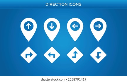 Directional Navigation and Turn Icons Set