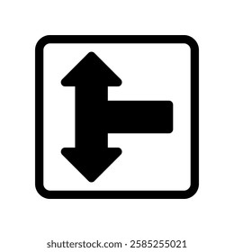 Directional Road Sign Indicating Straight or Right Turn