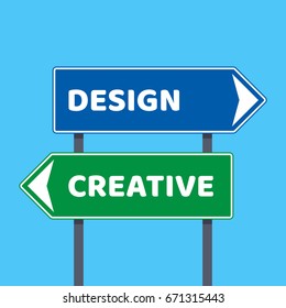 Directional road signs with design and creative