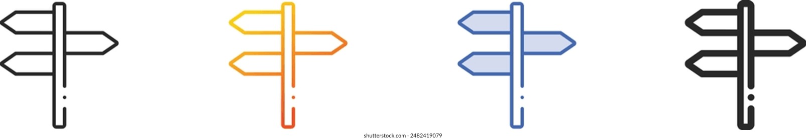 directional sign icon.Thin Linear, Gradient, Blue Stroke and bold Style Design Isolated On White Background