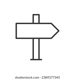 Directional sign post, linear icon. Line with editable stroke