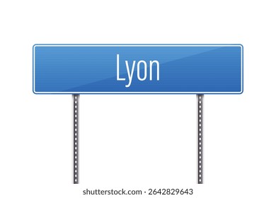 A directional sign shows the direction to a destination. This blue sign with white lettering indicates the direction to the city. The sign is mounted on two steel poles.