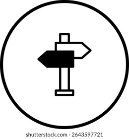 Directional signage icon within a circle, indicating choices and guidance with clarity