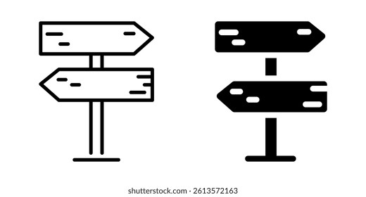 Directional signpost icon for navigation. Linear and silhouette style.