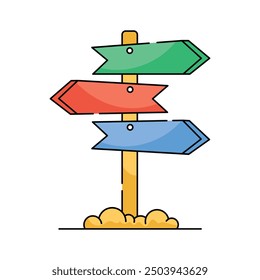 Directional signpost icon, navigation, travel guidance, information board