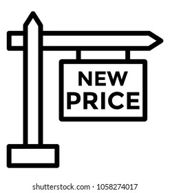 
A directional signpost with new Price text 
