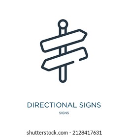directional signs thin line icon. direction, navigation linear icons from signs concept isolated outline sign. Vector illustration symbol element for web design and apps.