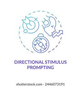 Directional stimulus prompting blue gradient concept icon. Prompt engineering technique. Guiding AI. Round shape line illustration. Abstract idea. Graphic design. Easy to use in article